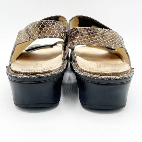 Finn Comfort Sandal Brown Snakeskin Adjustable Alanya Slingback Wedge - Picture 3 of 12